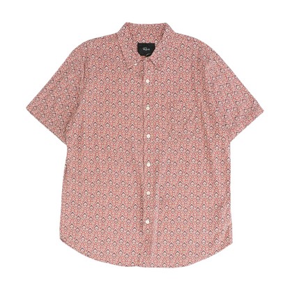 Mauve Print Short Sleeve Button Down