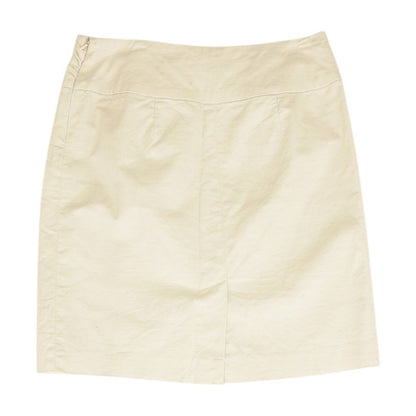 Beige Solid Midi Skirt