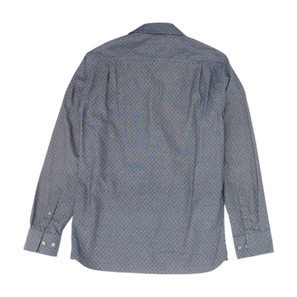 Blue Graphic Long Sleeve Button Down
