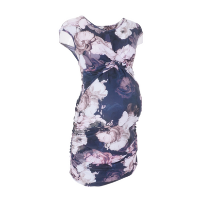 Black Maternity Floral Midi Dress