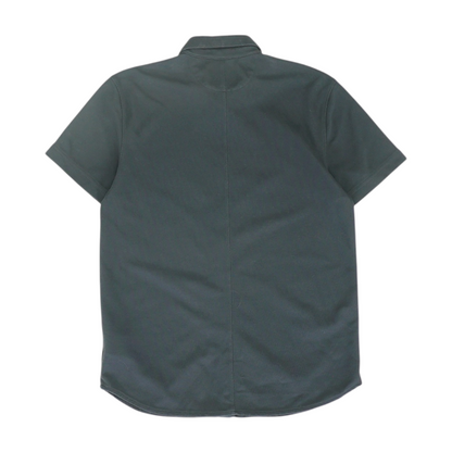 Black Solid Short Sleeve Button Down