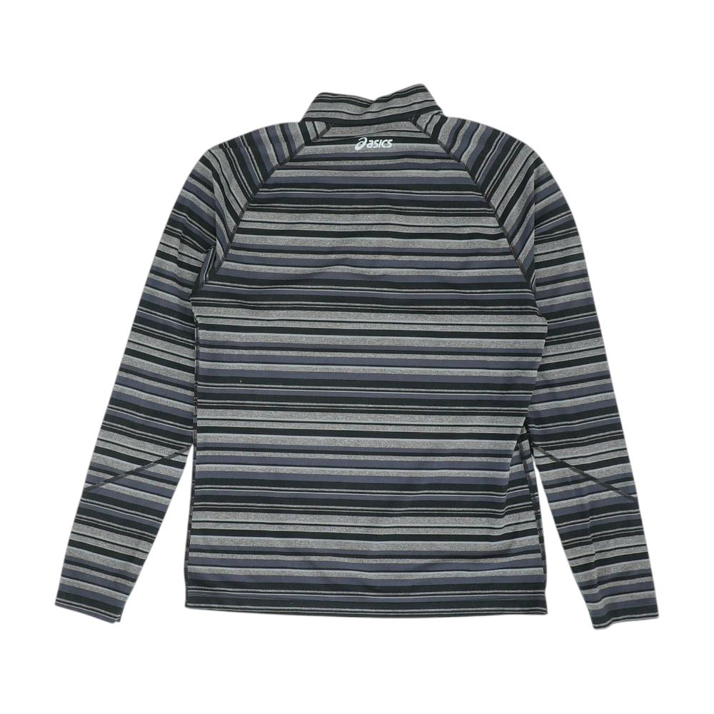 Asics Gray Striped 1/4 Zip Pullover – Image 2