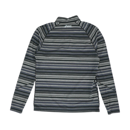 Asics Gray Striped 1/4 Zip Pullover – Image 2