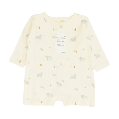 Cream Print Long Sleeve One-Piece