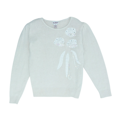 Vintage Ivory Embellished Silk-Nylon Blend Sweater