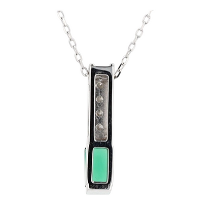 10K White Gold Synthetic Emerald Pendant Necklace
