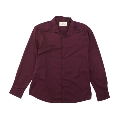 Burgundy Solid Long Sleeve Button Down