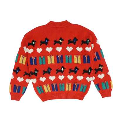 Vintage Red Graphic Pullover Sweater