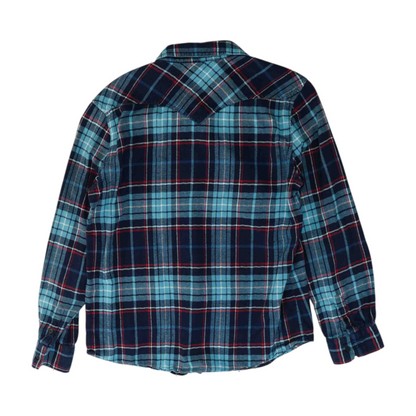 Navy Plaid Flannel Button Down