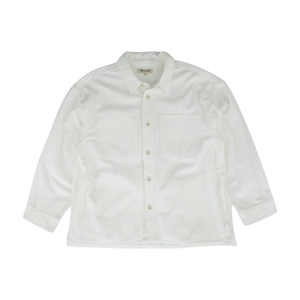 White Solid Long Sleeve Button Down