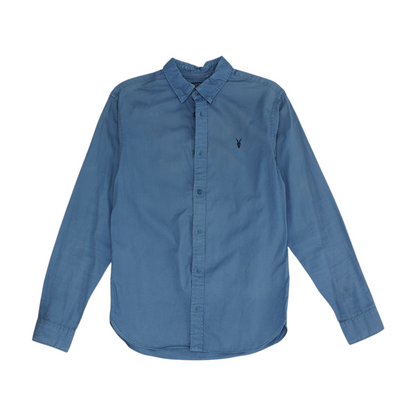 Gray Solid Long Sleeve Button Down
