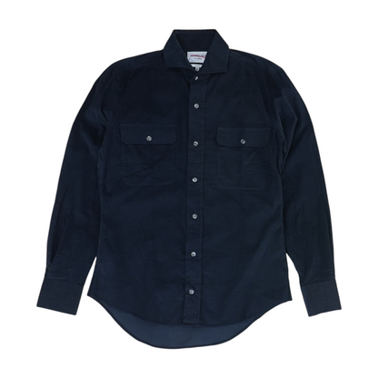 Navy Solid Flannel Button Down