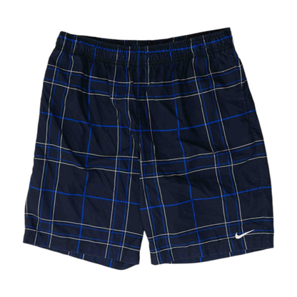Navy Plaid Active Shorts