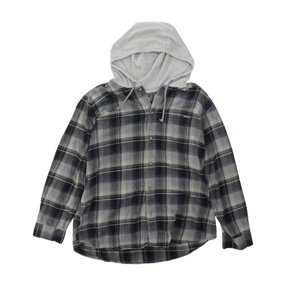 Gray Plaid Flannel Button Down