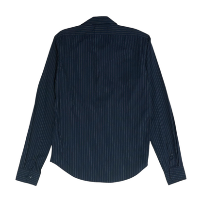 Navy Striped Long Sleeve Button Down
