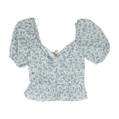 White Floral Cropped Blouse