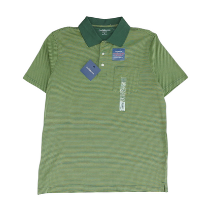 Green Striped Short Sleeve Polo