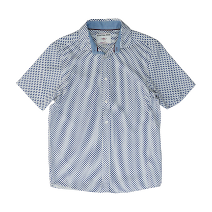 Navy Print Short Sleeve Button Down