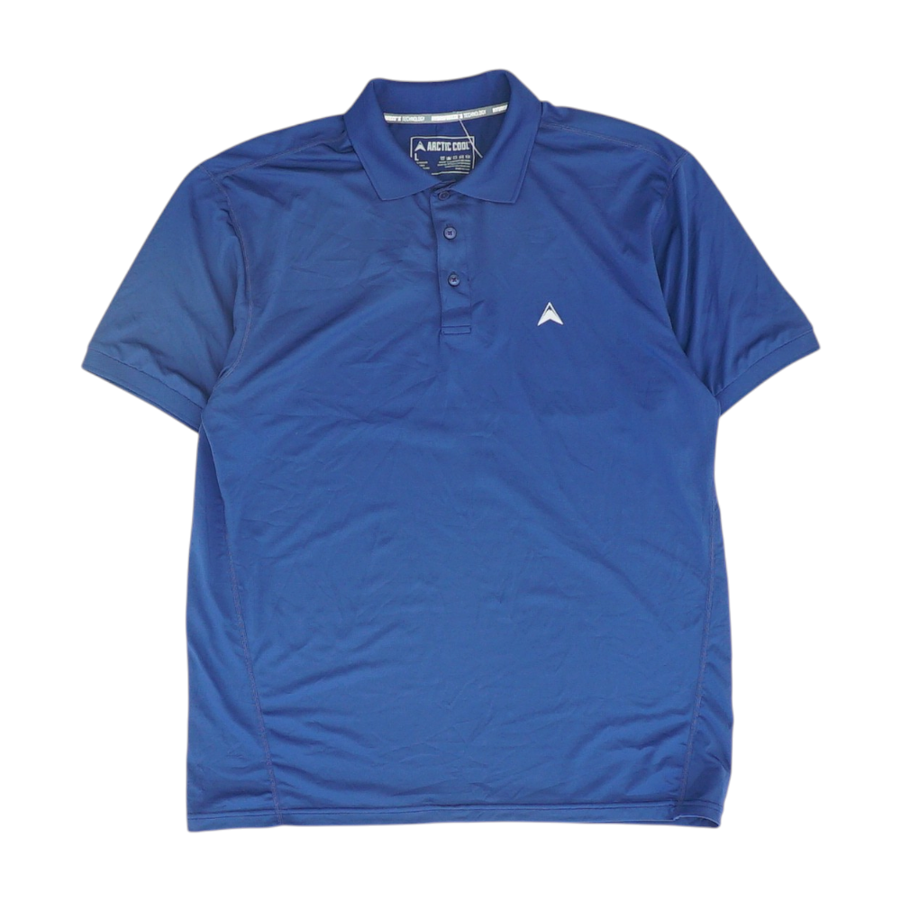 Blue Solid Short Sleeve Polo