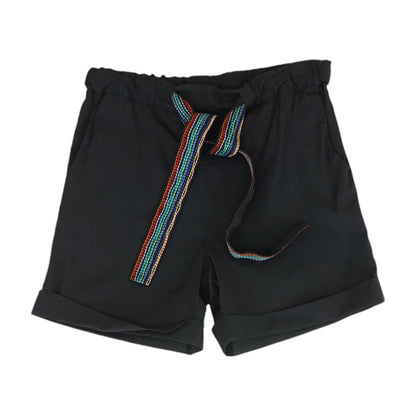 Black Solid Shorts