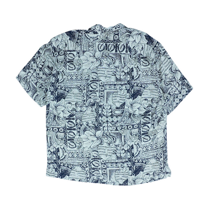 Beige Print Short Sleeve Button Down