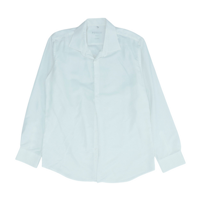 White Solid Long Sleeve Button Down