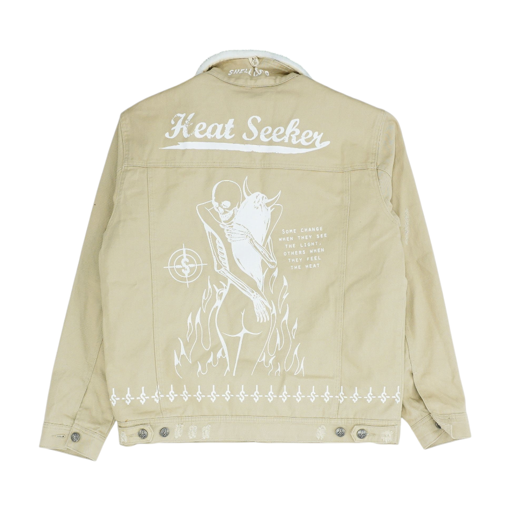 Tan Solid Denim Jacket