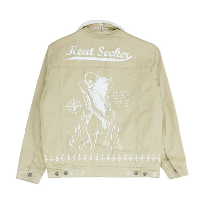 Tan Solid Denim Jacket