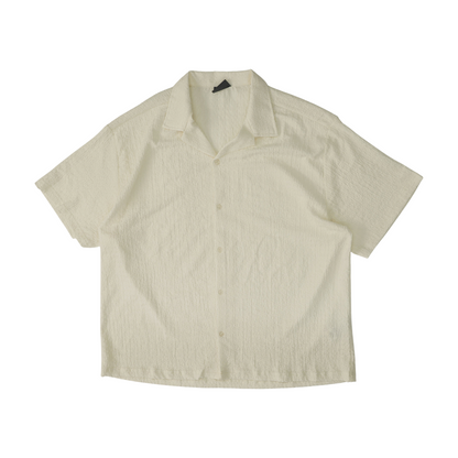 Ivory Solid Short Sleeve Button Down