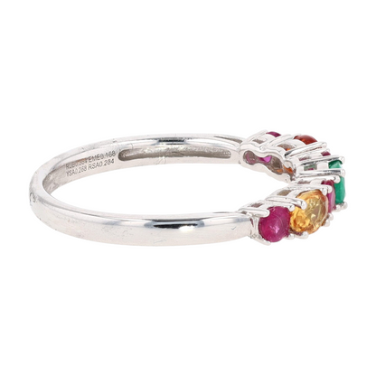 14K White Gold Multi Gem Band Ring