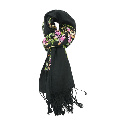 Black Floral Scarf