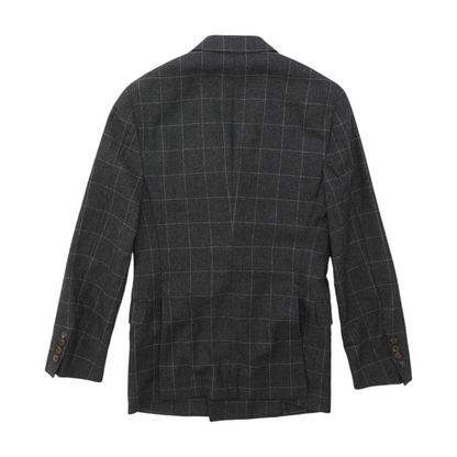 Checked Double-Breasted Cashmere-Wool Blend Blazer