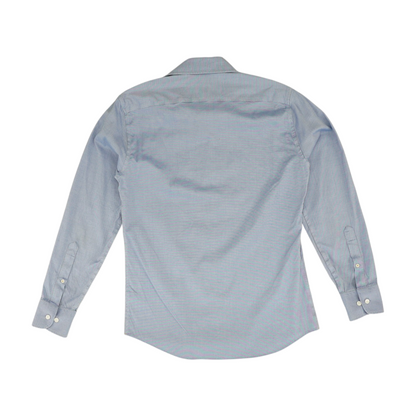 Blue Solid Long Sleeve Button Down