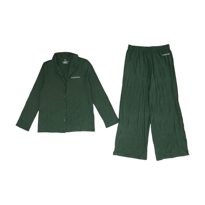 Green Solid Pajama Set