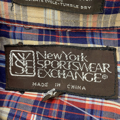 Vintage Navy Plaid Short Sleeve Button Down