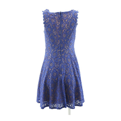 Blue Solid Midi Dress