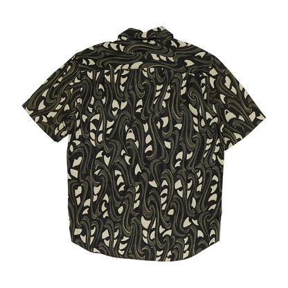 Black Graphic Short Sleeve Button Down