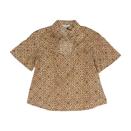 Beige Floral Button Down