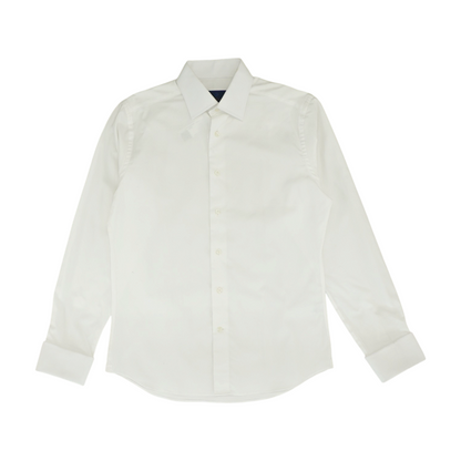 White Solid Long Sleeve Button Down
