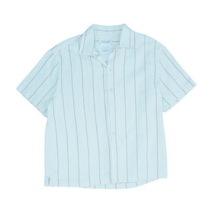Ivory Striped Short Sleeve Button Down