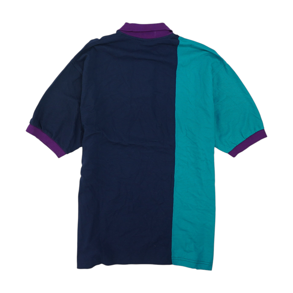 Navy Color Block Short Sleeve Polo