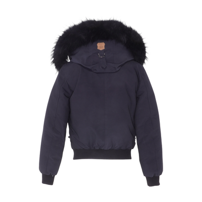 Black NEFI-F Down Jacket with Removable Racoon Fur Trimmed Hood