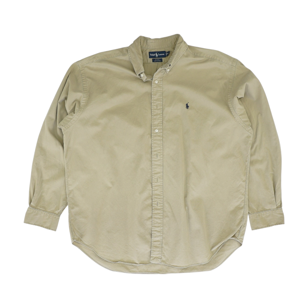 Khaki Solid Long Sleeve Button Down