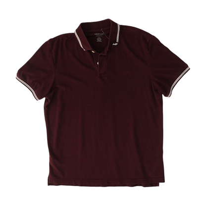 Burgundy Solid Short Sleeve Polo