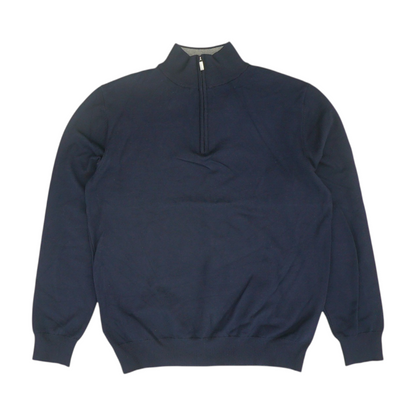 Navy Solid 1/4 Zip Sweater