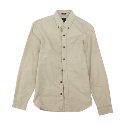 Tan Solid Long Sleeve Button Down