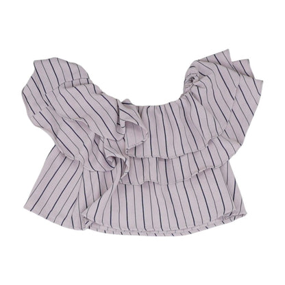 Mauve Striped Short Sleeve Blouse