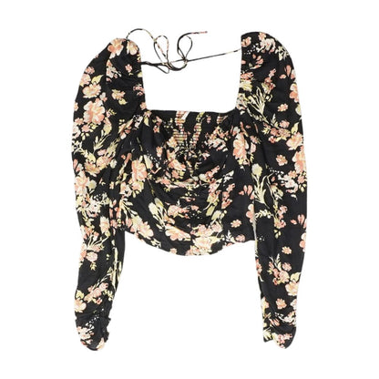 Black Floral Long Sleeve Blouse