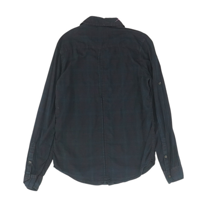 Navy Plaid Long Sleeve Button Down