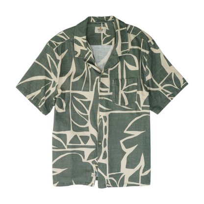 Green Graphic Short Sleeve Button Down